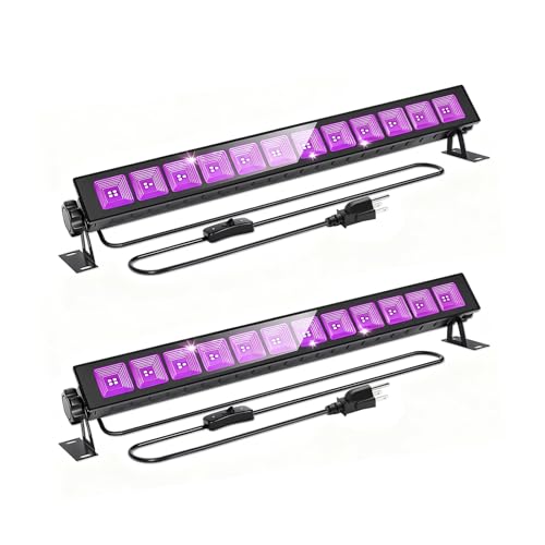 CREATESTAR 2 Pack LED Black Light Bar 45W, IP66 Waterproof Blacklight with Plug & Switch, Black Light for Glow Party, Halloween Decorations, Fluorescent Poster, Body Paint, Bedroom, Classroom