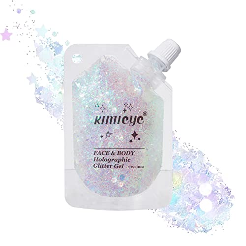 Laser White Face Body Glitter Gel, Rave Festival Outfits, 1.35 oz - color: Laser White #9