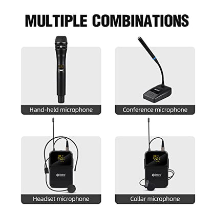D Debra Audio Pro DU4004 UHF 4 Channel Wireless Microphone System with Lavalier Headset Mics, Ideal for Meeting Church Speech (4 Bodypack) - color: 4 Bodypack