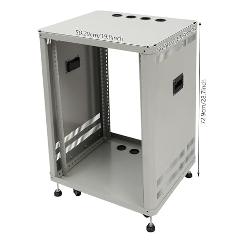 15U Network & Audio Rack with Feet & Wheels, Component Rack Cabinet Recording Studio Racks with Side Panels, Universal Network Server Case
