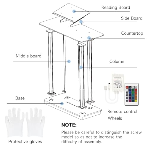 Acrylic Church Pilpits with Wheels, 46'' Church Podium with 15 Colors RGB LED Lights,Podium Stand Lecterns Pulpits for Church, Wedding, Concert Speech, Classroom (40”L*17.7”W *46.6”H) - size: 40”L*17.7”W *46.6”H