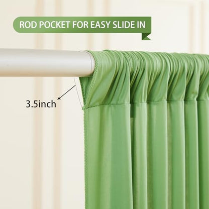 Sage Green Backdrop Curtain 2 Panels-Wrinkle-Free Champagne Curtains Polyester Photography Drapes for Baby Shower Birthday Party Photo Background Backdrop Stand- 8 X10FT (Sage Green) - color: Sage Green, size: W4' x H10'(2 panels)