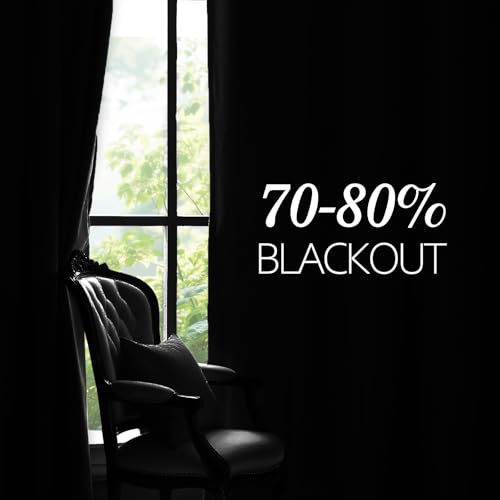 JIUZHEN Blcak Velvet Blackout Curtains 84 Inch for Living Room/Bedroom - color: Black, size: 42"W x 84"L (Pack of 2)