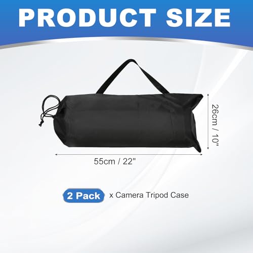 PATIKIL 22 x 10 Inch Tripod Carrying Case, 2 Pack Camera Tripod Carrying Bags Oxford Cloth Padded Bag for Camera Gear Mic Light Stand Sheet Music Photography Accessories, Black - size: 22 x 10 Inch