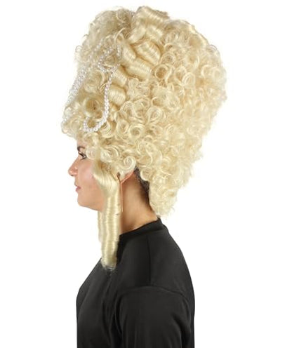 HPO Adult Women's Baroque French Revolution Queen Marry Wig Collection Blonde Color, Premium Breathable Capless Cap (Blonde) - color: Blonde