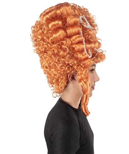 HPO Adult Women's Pumpkin Baroque French Revolution Queen Marry Wig, Best for Halloween, Flame-retardant Synthetic Fiber. - color: Golden Brown