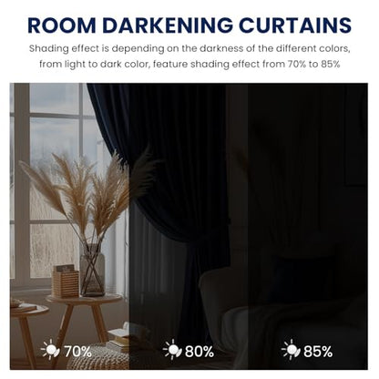 Dreaming Casa Royal Blue Velvet Room Darkening Curtains for Living Room Thermal Insulated Rod Pocket Back Tab Window Curtain for Bedroom 2 Panels 52" W x 96" L | Rod Pocket & Back Tab Top, Blackout Thermal Insulated Window Treatment Drapes for Living Room