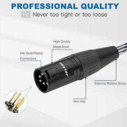 JOLGOO 12 Inch 2-Pack DMX Cable Adapter, 5 Pin XLR Male to 3 Pin XLR Female, for DMX Lighting Fixtures and Pro Audio Equipment