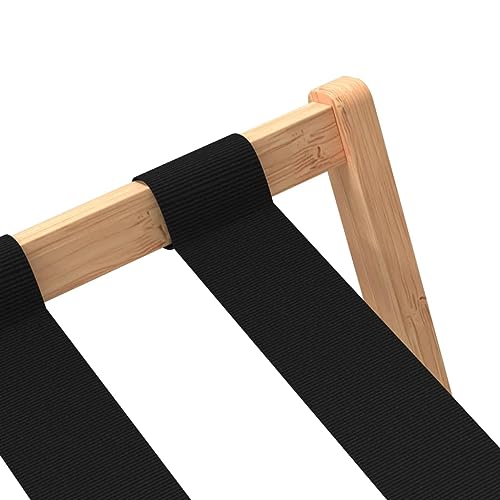 Bamboo Luggage Rack with Lower Shoe Shelf, Foldable Suitcase Stand for Bedroom, Guest Room, Hotel, Brown, 26.8 x 15 x 22.8 Inches - color: Brown