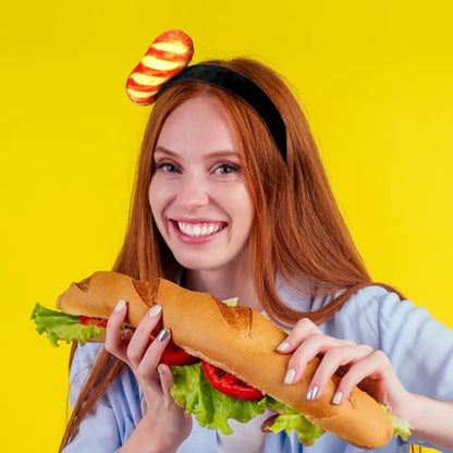 Knitgrip 2 Pcs Funny Headbands Pickle Hot Dog Strawberry Banana Chili Pepper Taco Style Funny Costume Accessories(Hot Dog) - style: Hot Dog