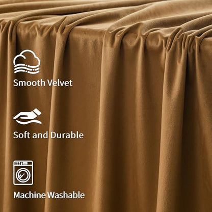FMFUNCTEX Velvet Blackout Curtains Gold Brown Thermal Insulated Curtains for Bedroom Living Room Darkening Curtains 84 Inches Long Soft Luxury Heavy Rod Pocket Brown Drapes Dining Room 2 Panels Set - color: Gold Brown, size: 52"W x 84"L (Pack of 2)