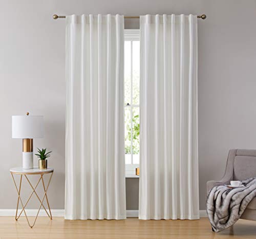 HLC.ME Lopez Velvet Drapes - Premium Privacy Back Tab Rod Pocket Window Treatment Curtain Drapery Panels for Bedroom & Living Room - Set of 2 Panels (54 x 84 inches Long, White) - color: White, size: 54"W x 84"L (Pack of 2), style: Back Tab Rod Pocket