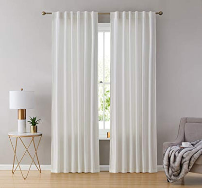 HLC.ME Lopez Velvet Drapes - Premium Privacy Back Tab Rod Pocket Window Treatment Curtain Drapery Panels for Bedroom & Living Room - Set of 2 Panels (54 x 84 inches Long, White) - color: White, size: 54"W x 84"L (Pack of 2), style: Back Tab Rod Pocket