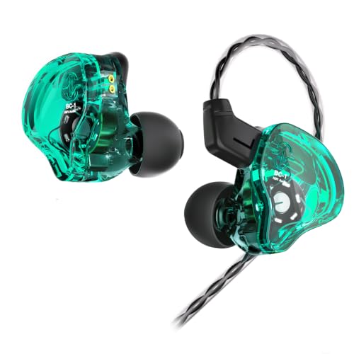 YINYOO CCZ Melody in Ear Monitors Earphones Headphones Wired Earbuds Without Microphone IEM HiFi Bass with 1DD 1BA, Ear fins, 4N OFC Cable for Musicians, Singer, on Stage, Studio (Green, Without mic) - color: Green, size: Without Microphone, style: Withou