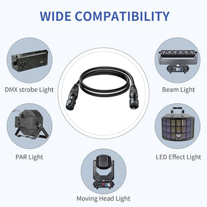 SMALL-EYE 5 Pin DMX Cables 3 ft 4-Pack, 4-Core Male to Female - size: 3 feet -4 Packs