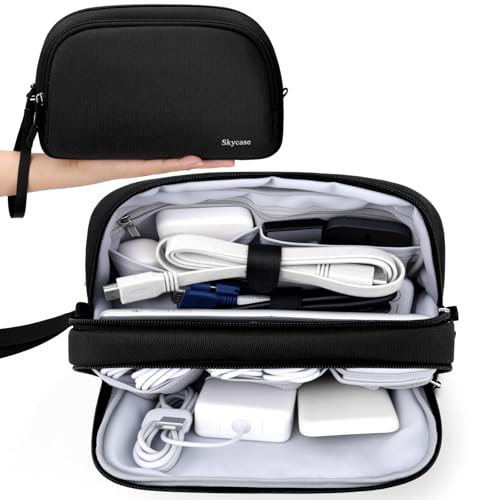 Skycase Travel Electronics Organizer, Cable Organizer Case for Essentials - color: Black, size: L