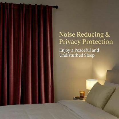 Burgundy Red Velvet Curtains 2 Panels - Room Darkening Thermal Insulated Drapes with Back Tab & Rod Pocket for Living Room Bedroom, 52" W x 108" L - color: Burgundy Red, size: 52"W x 108"L (Pack of 2)