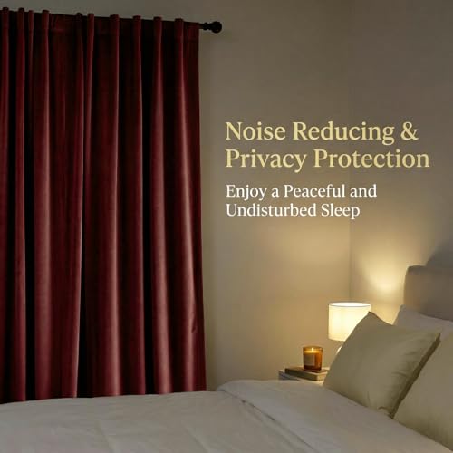 Burgundy Red Velvet Curtains 2 Panels - Room Darkening Thermal Insulated Drapes with Back Tab & Rod Pocket for Living Room Bedroom, 52" W x 90" L - color: Burgundy Red, size: 52"W x 90"L (Pack of 2)