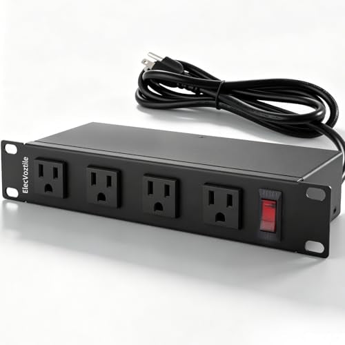 10 inch Rack PDU, 8 Outlets, 15A, 125V, 1875W, Metal Case | Heavy Duty, 4 Front & 4 Rear Outlets, 15A Overload Switch, 1U RackMount, Rear Power Cord, Ideal for 6U+ Mini Server Rack