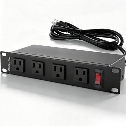10 inch Rack PDU, 8 Outlets, 15A, 125V, 1875W, Metal Case | Heavy Duty, 4 Front & 4 Rear Outlets, 15A Overload Switch, 1U RackMount, Rear Power Cord, Ideal for 6U+ Mini Server Rack