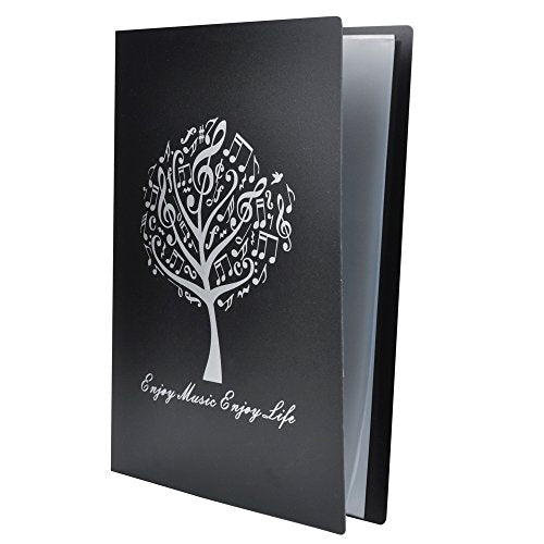 Music Sheet File Paper Storage Folder Documents Holder Blank Sheet Files Plastic A4 Size 40 Pockets (Music Tree Black) - color: Music Tree Black