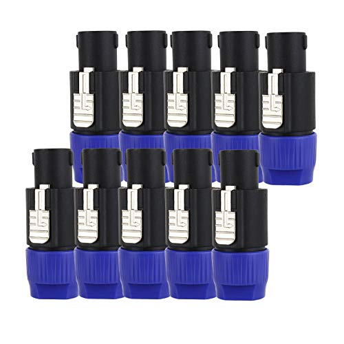 HBU 10 PCS 4 Pole Speakon Connectors - Pack of 10 Pro DJ PA Speak-On Connector with Twist Lock - 4 Conductor Audio Adapter Replacement - Compatible NL4FC, NL4FX, NLT4X, NL2FC, NL2FX - size: 10 Pack