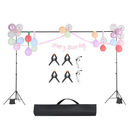 VEVOR Backdrop Stand, 10 x 10 ft Adjustable Photo Backdrop Stand Kit, Portable Background with 4 Crossbars, Heavy Duty Projector Screen , for Wedding, Photo Video Studio & Party - size: 10 x 10 Ft