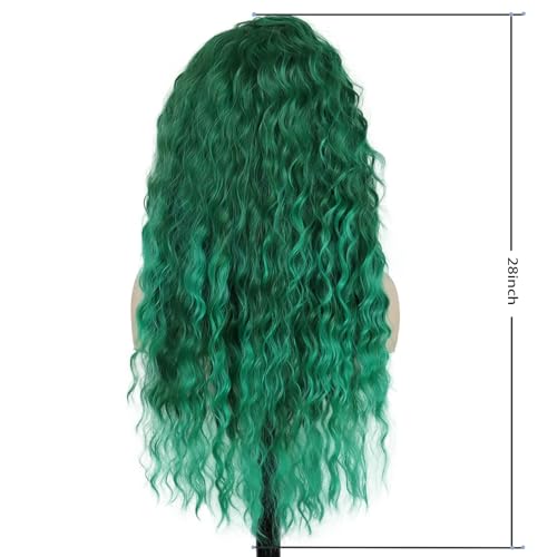 26 Inch Long Curly Green Wig Ombre Fluffy Synthetic Hair Medusa Cosplay Wig - color: Green