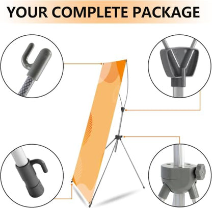 Custom Banner with X Stand for Business, 31.5" X 70.86" Banners and Signs customize with Carrying Bag, Outdoor and Indoor Display, Advertising, Portable Retractable Banner for Exhibitions & Events(Only Stand)