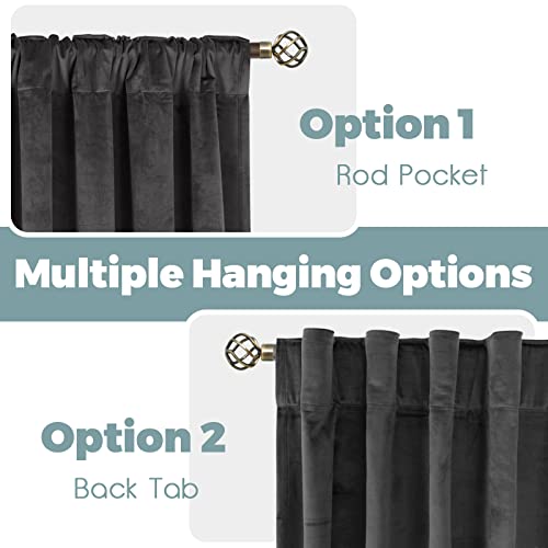 BGment Grey Velvet Blackout Curtains for Living Room, 84 inches Long Thermal Insulated Curtains Noise Reduce Back Tab and Rod Pocket Luxury Panels for Bedroom, 2 Panels, 42 x 84 Inch | Curtains 84 inches Long, Thermal Insulated, Noise Reduce, Thick, Super