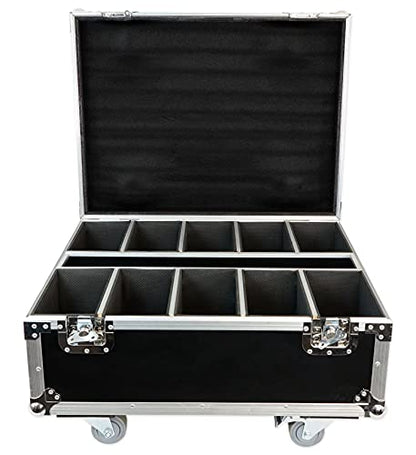 Rockville Battery PAR 50 RGB DJ Wash Up-Light 10-Pack with Charging Case | 8-10-Hour Rechargeable Battery, 4400mAh, 7-Channel DMX, XLR In/Out, 5 Black and 5 White, Remotes, Sound Activated, 11-Items