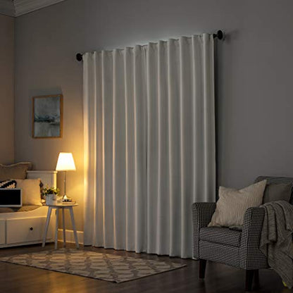 Sun Zero Hampshire Velvet Noise Reducing Thermal Extreme 100% Total Blackout Back Tab/Rod Pocket Curtain Panel, Pearl, 50"W x 84"L (1 Panel) - color: Pearl, size: 50"W x 84"L (Pack of 1)