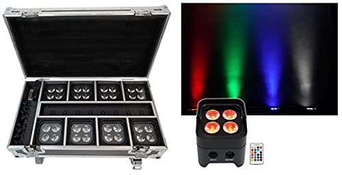 Rockville Best Pack 50 (8) Black 24W Battery Wash Lights, Wireless DMX, RGBWA+UV, Charging Case, Long-Lasting Battery, Remote Control, for DJs and Event Lighting - color: Black