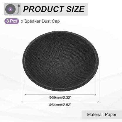 MECCANIXITY 8Pcs Speaker Dust Cap 64mm/2.52" Outer Diameter Subwoofer Paper Cap Subwoofer Coil Cover for Speaker Decoration Accessory Repair - size: 2.36 x 2.52 x 0.39 inch