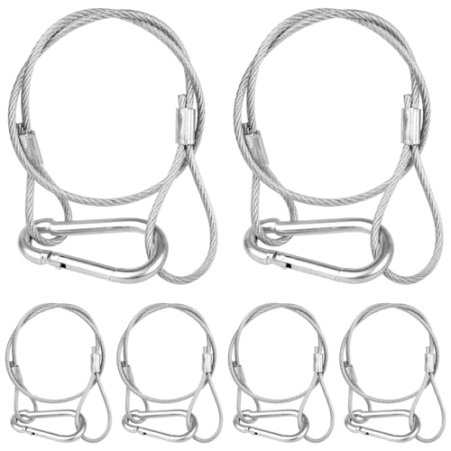 Mad Owl Safety Rope Fixing Device, Stage Light Safety Cable,Transparent Rope Head Truss Accessories Clamp Hook, 0.08 inches Diameter, 11.8 inches Length, (Pack of 6 White) - size: 6P 2mm/0.079"-30cm/11.81"