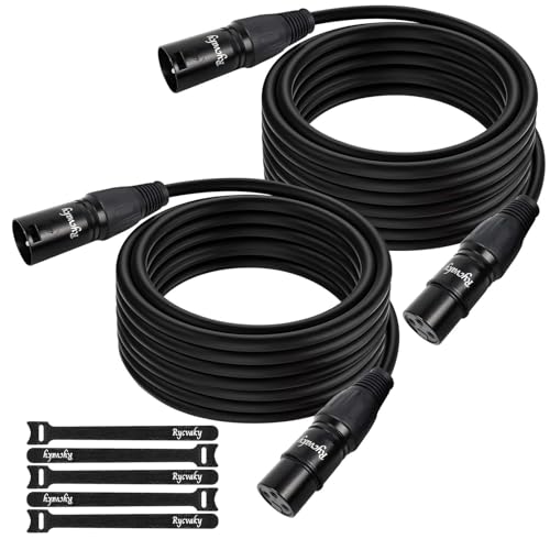 DMX Cable with XLR Connectors,3-Pin Shielded Signal DMX Lighting Cable for Stage Lights, LED Par Cans, DJ Moving Head Par Light & Pro Audio Mic Mixer Recording Studio, 20ft/2 Pack - size: 20 Feet(2-pack)