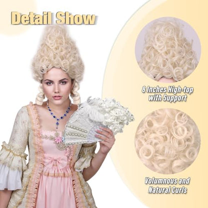ColorGround Short Curly Beehive Wig Queen Updo Cosplay Wig for Women Halloween Costume (Blonde) - color: Blonde