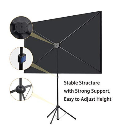 Projector Screen with Stand, 100 Inch Outdoor Projection Screen 16:9 and Tripod Stand, Portable Projector Screen, 1.2 Gain, Lightweight and Compact, Easy Setup, Idea for Home Cinema, Backyard Party. - size: 100 inch