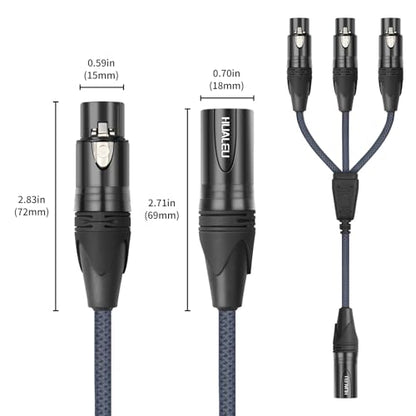 2FT 3Pin XLR Male to 3 Female Y Splitter Cable,XLR Splitter 1 Male to 3 Female Audio Cable for Mixer, Microphone - size: 2Feet, style: XLR 1 M To 3 F