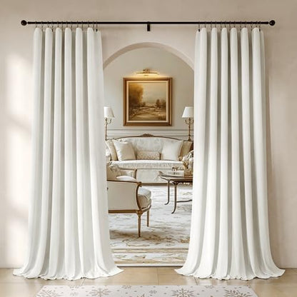 Beauoop Cream Velvet Curtains for Bedroom Living Room 52x84 2 Panels - color: Cream, size: 52"W x 84"L (Pack of 2)