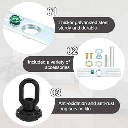 2 Set 4" Universal Light Fixture Cross Bar Kit 1/4 IP Black | Center Ceiling Light Plate Mounting Hardware Repair Set - color: Black