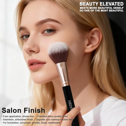 Black Makeup Brushes Set 14 Pcs Professional, Premium Synthetic Foundation Makeup Brush Concealer Powder Blush Eyeshadow Brushes with 2 Powder Puff & Dual-ended Mask Applicator.Gifts for Girls - color: black