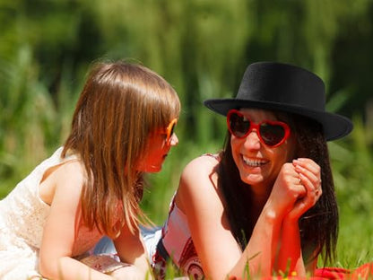 Fashion Classic Black Fedora Hats + Red Heart Sunglasses Costume Outfit - Flat Wide Brim Church Cap Jazz Hat - style: Adult