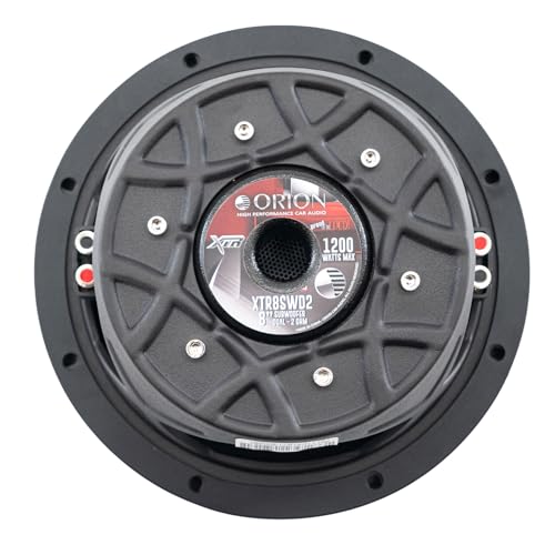 ORION XTR8SWD2 XTR Series 8" Shallow Subwoofer, 1200W, Dual 2 Ohm | 1200W Max, 300W RMS, Dual 2" Voice Coil, UV-Coated Cone, NBR Surround, Free Air, OEM Replacement - style: 8" - DUAL 2 OHM