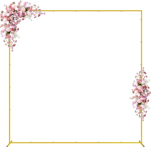 Wokceer Square Wedding Arch Backdrop Stand Gold Metal Arch 7.2FT x 7.2FT - color: Gold, size: 7.2FT x 7.2FT