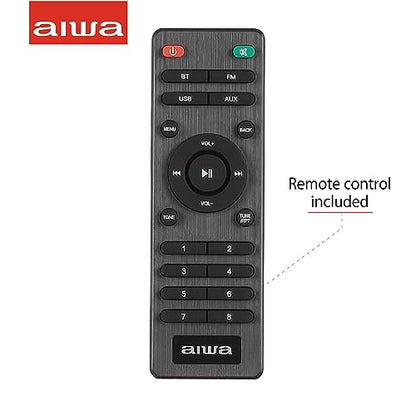 Aiwa Exos 5 Wireless Speaker - Unleash Powerful Sound and Versatile Connectivity On-The-Go Experience Bluetooth Freedom, FM Radio, Clock, 20W RMS, LCD Display, and Alarm Clock Functionality - size: Exos-5