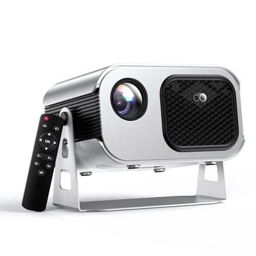 [100% Offset & Short Throw] 4K Support Projector with WiFi 6 and Bluetooth 5.2, Antmap Outdoor Movie Projector with 12W Immersive Speaker, Home Theater Proyector Compatible with Phone/TV Stick/PC/PS5 - color: Silver