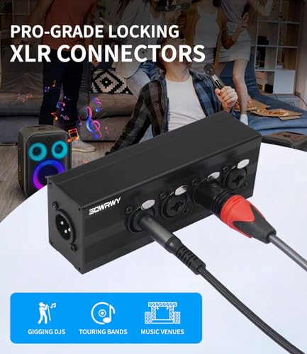 4-Channel Microphone Mixer - Passive Combines 4 Female XLR / 1/4" TRS Inputs into 1 XLR Male Output for Studio Recording, Podcasting, Live Sound