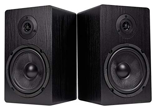 Rockville RockShelf 64B Black 6.5" Home Theater Bookshelf Speakers, Pair | 400W Peak/100W RMS, 4 Ohm, Kevlar Woofer, Silk Dome Tweeter, Wall Mountable, Magnetic Grill, MDF Cabinet - color: Black