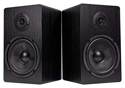 Rockville RockShelf 64B Black 6.5" Home Theater Bookshelf Speakers, Pair | 400W Peak/100W RMS, 4 Ohm, Kevlar Woofer, Silk Dome Tweeter, Wall Mountable, Magnetic Grill, MDF Cabinet - color: Black